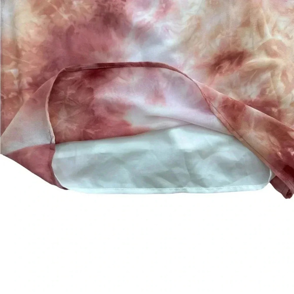 FOREVER 21 Mauve Pink Tie-Dye Cowl Neck 90s Mini Dress Smal Tie Spaghetti Straps - Picture 5 of 9